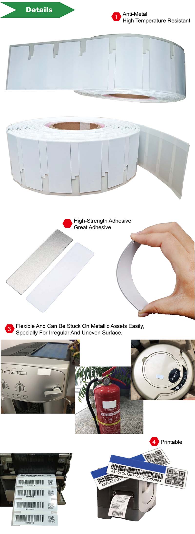 Etiquetas antimetal RFID imprimibles para seguimiento