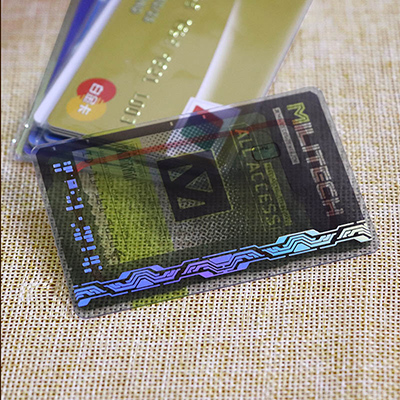 Tarjetas de identificación NFC de plástico transparente