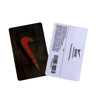 tarjetas de membresía de código de barras nike de tamaño de tarjeta de crédito de pvc de plástico